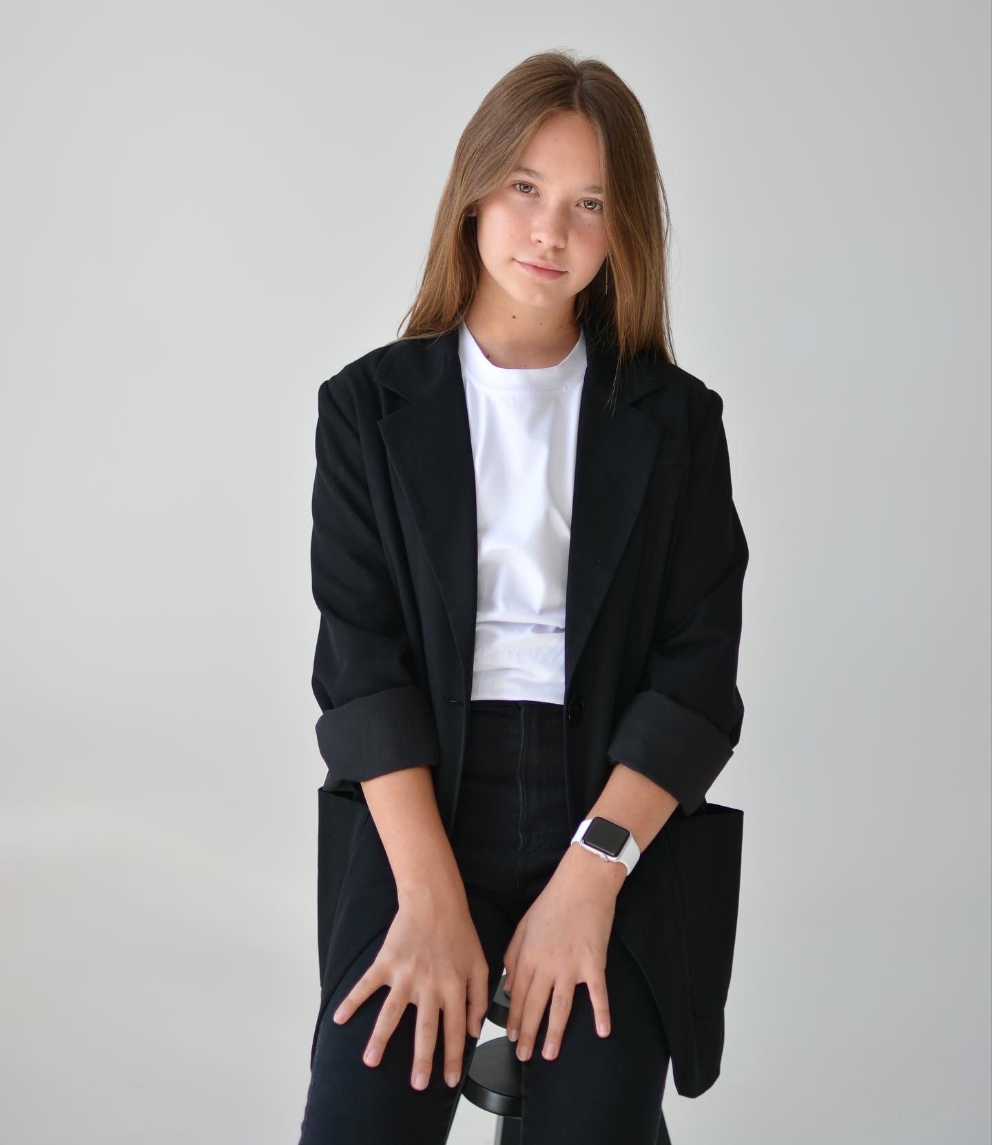 Oversized longline blazer for girls - black and navy - Lemoni Boutique