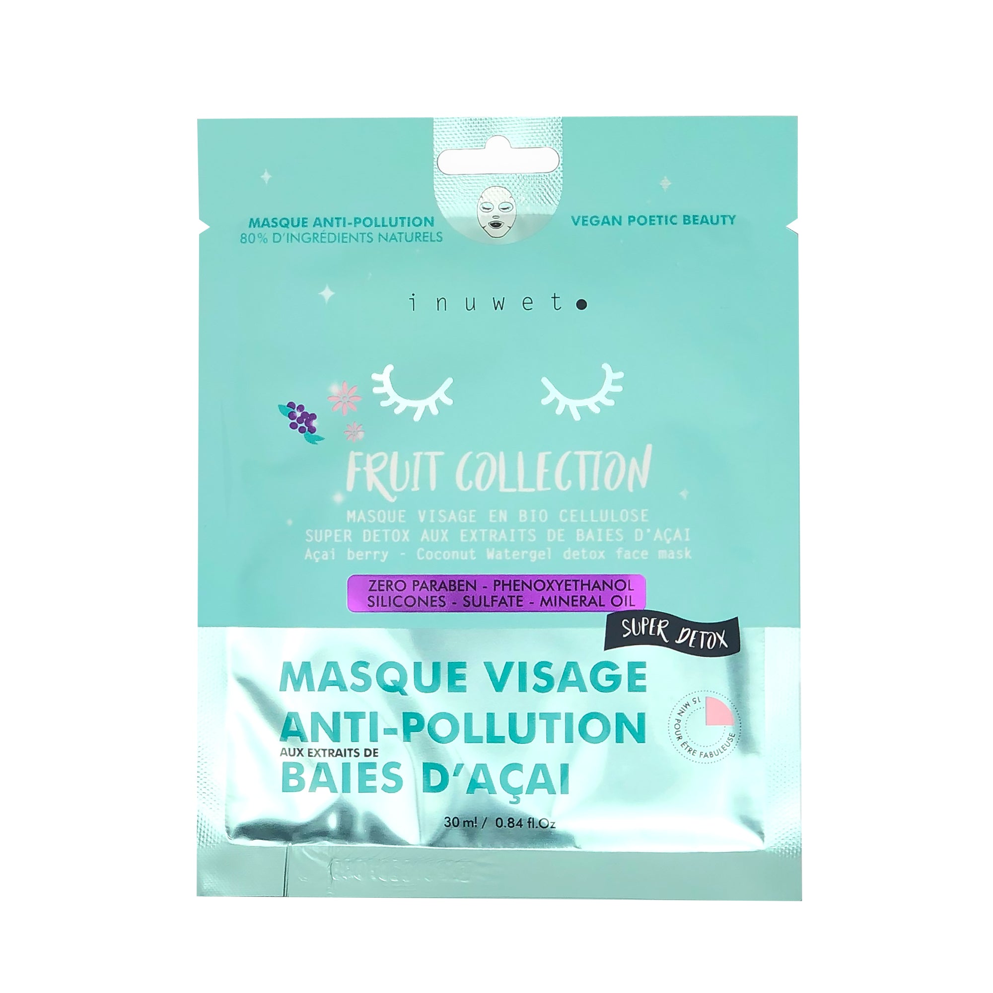 anti pollution Bio cellulose face mask - FRUIT COLLECTION - Lemoni Boutique