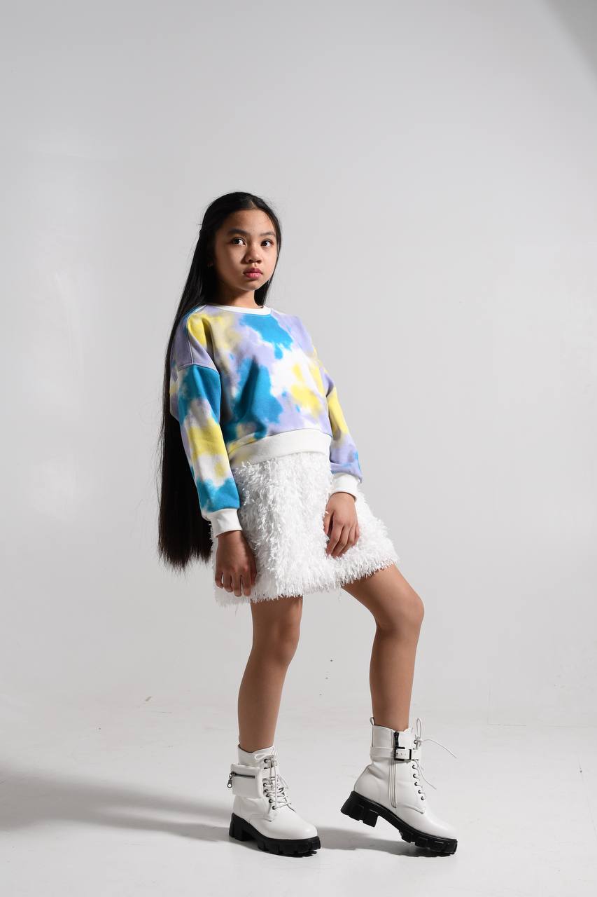 Faux Feather Skirt for girls - white and rosé - Lemoni Boutique