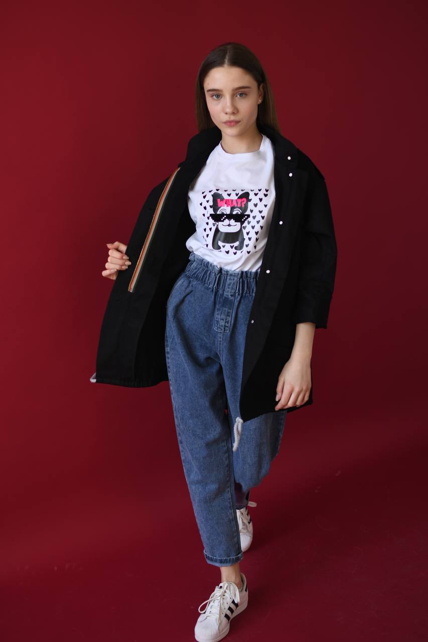 Lightweight denim parka for girls - black - Lemoni Boutique