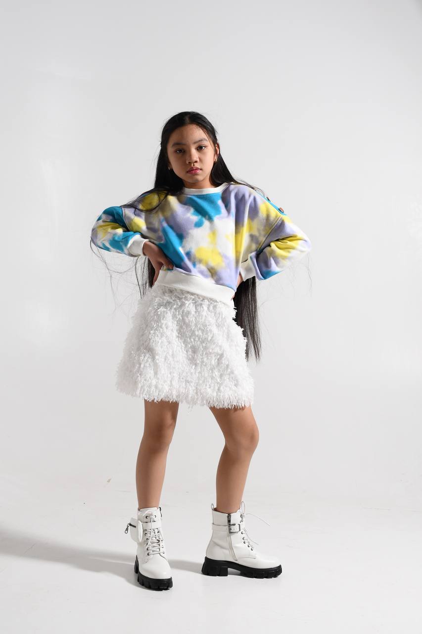 Faux Feather Skirt for girls - white and rosé - Lemoni Boutique