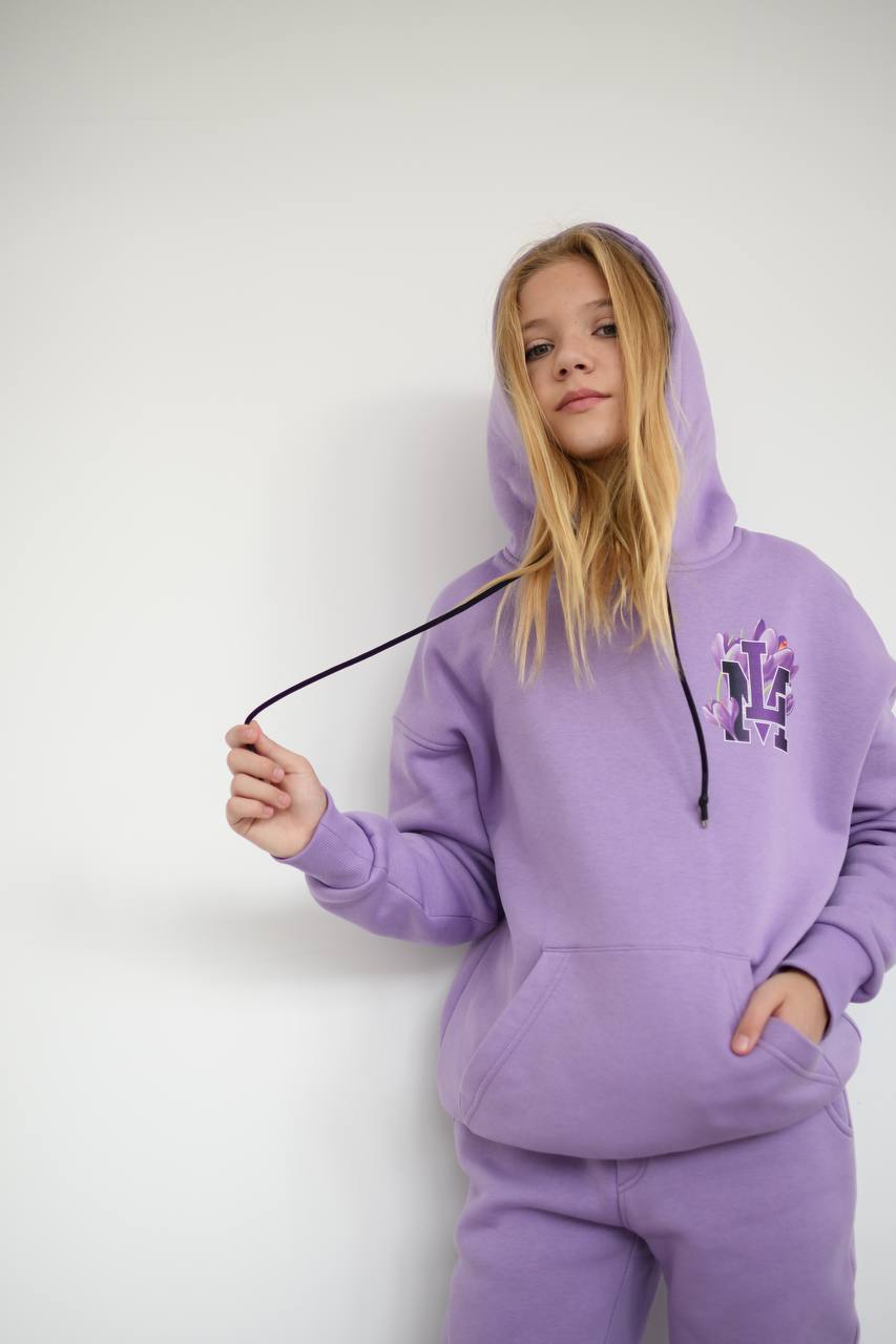 fleece-lined Hoodie lilac Lemoni Boutique