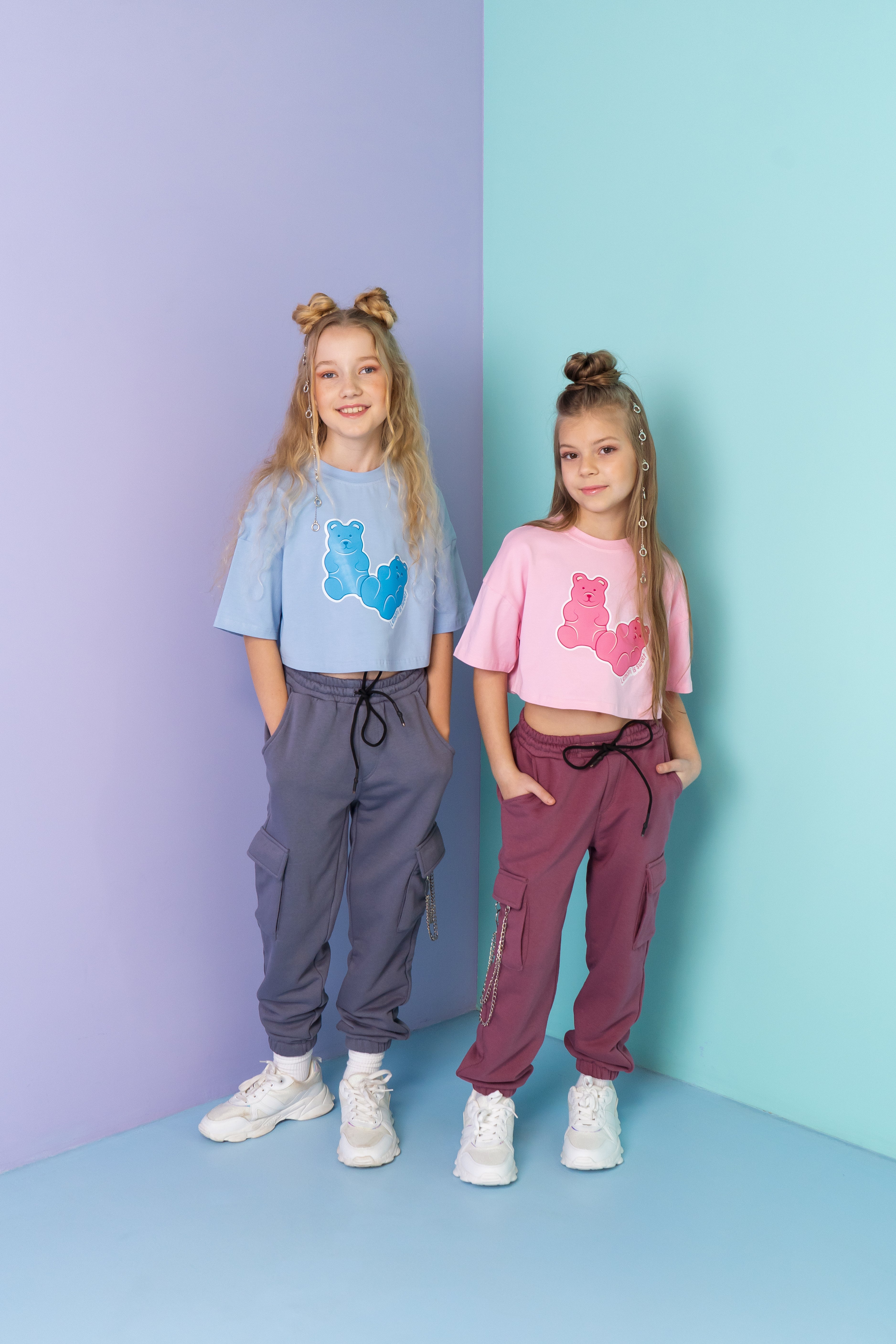 Cargo pants Urban-Style for girls - dark pink - Lemoni Boutique