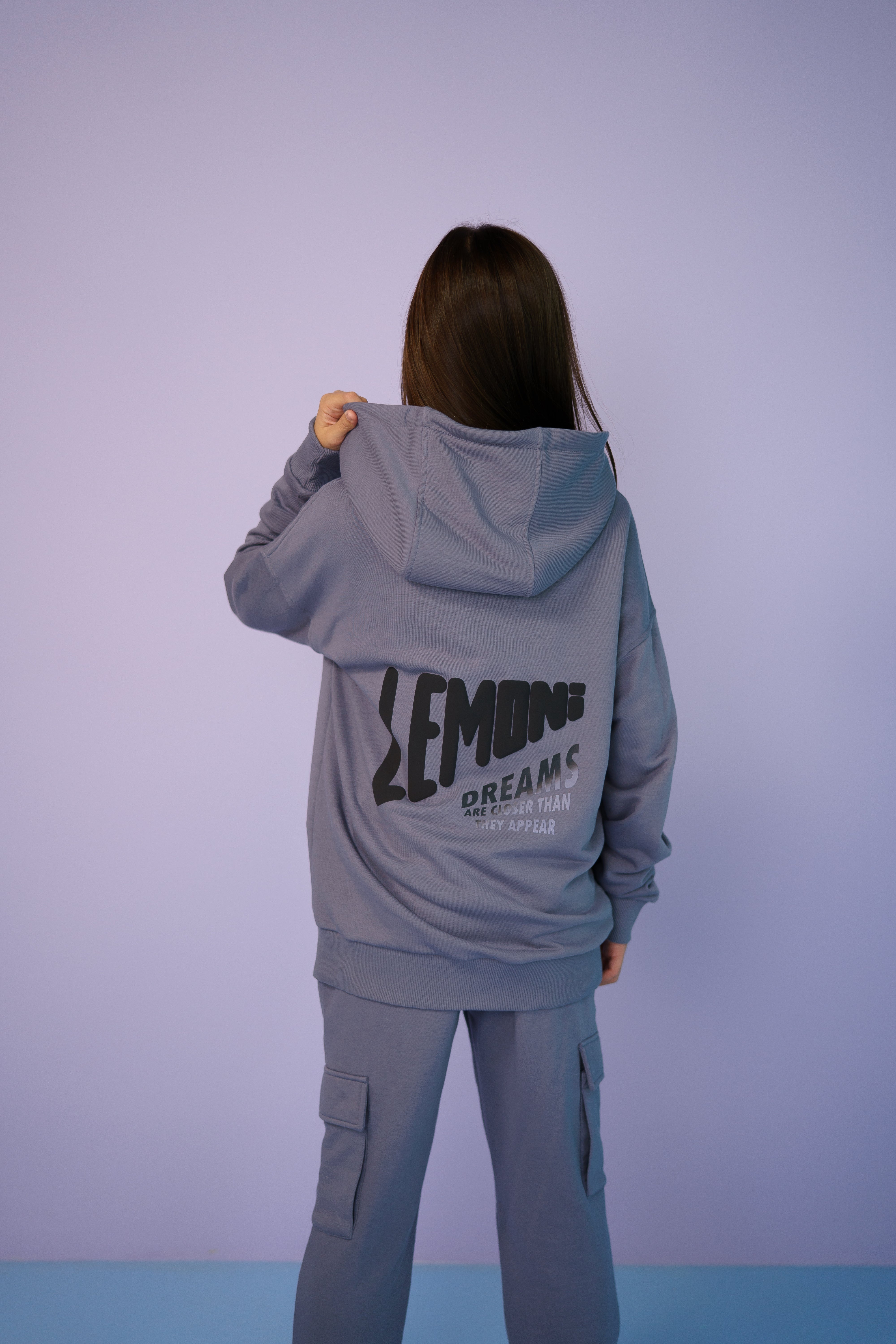 Unisex urban style zip-Hoodie with Lemoni print - gray - Lemoni Boutique