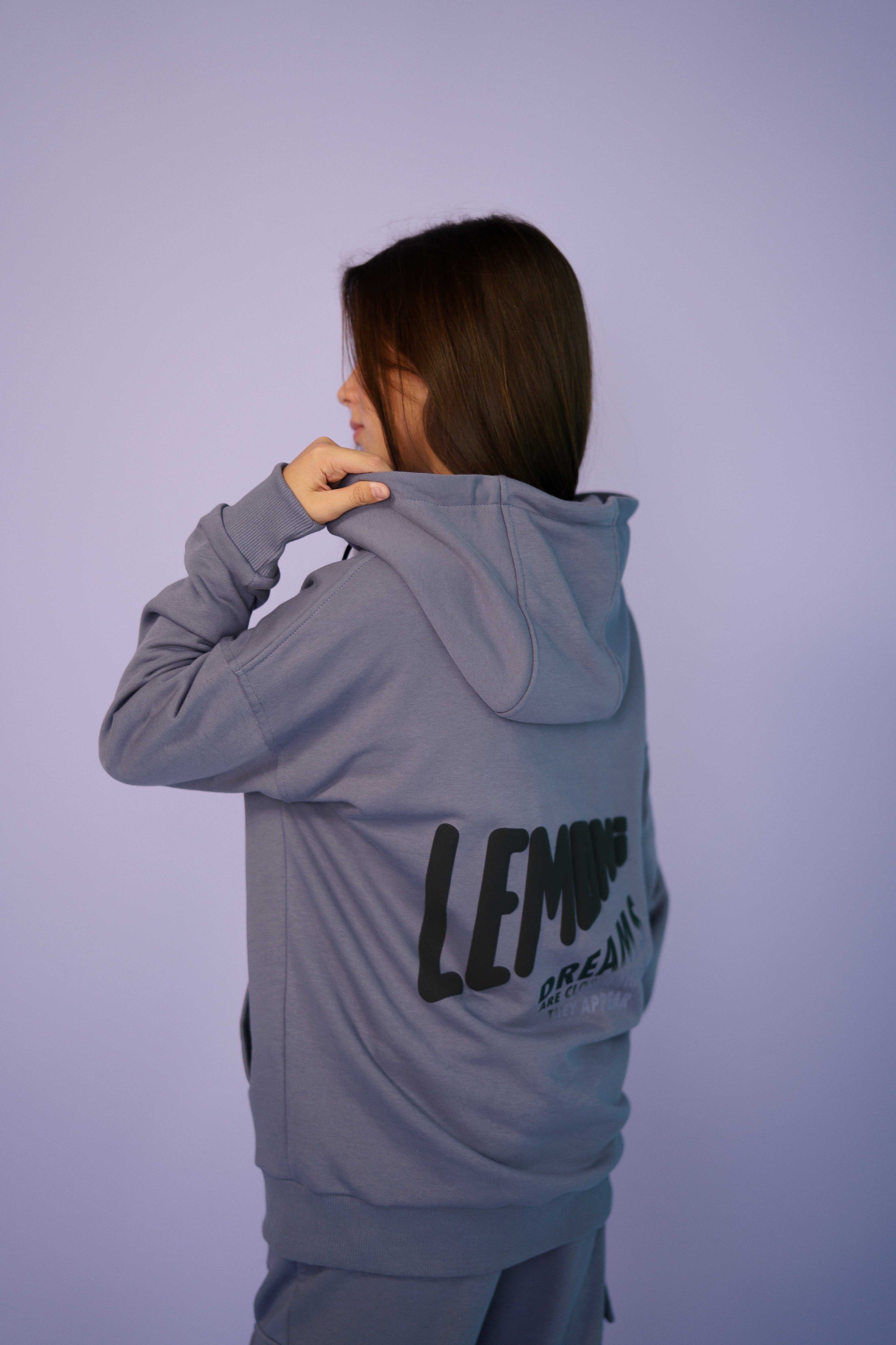 Unisex urban style zip-Hoodie with Lemoni print - gray - Lemoni Boutique