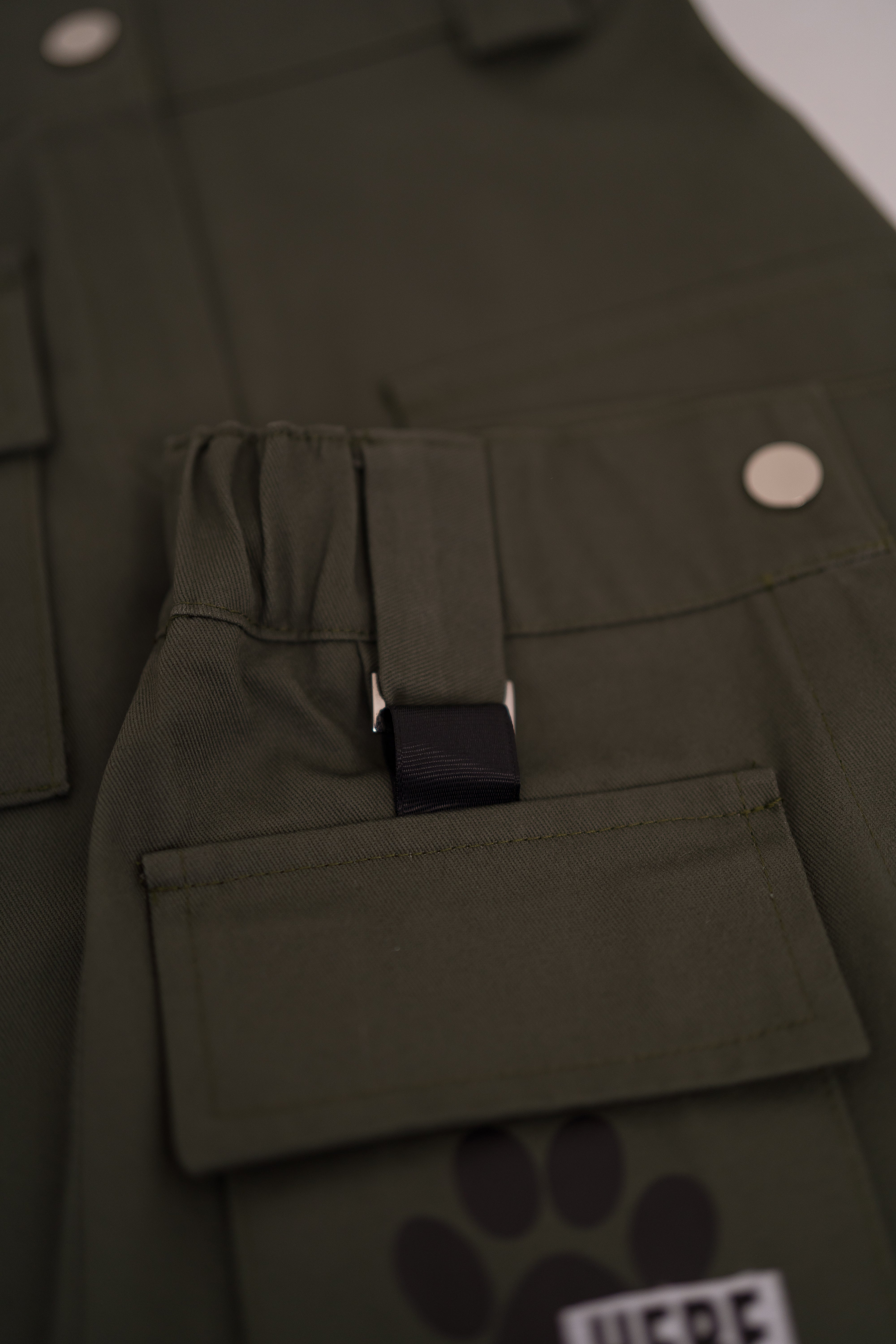 Girls´ cargo denim skirt paw print- khaki - Lemoni Boutique