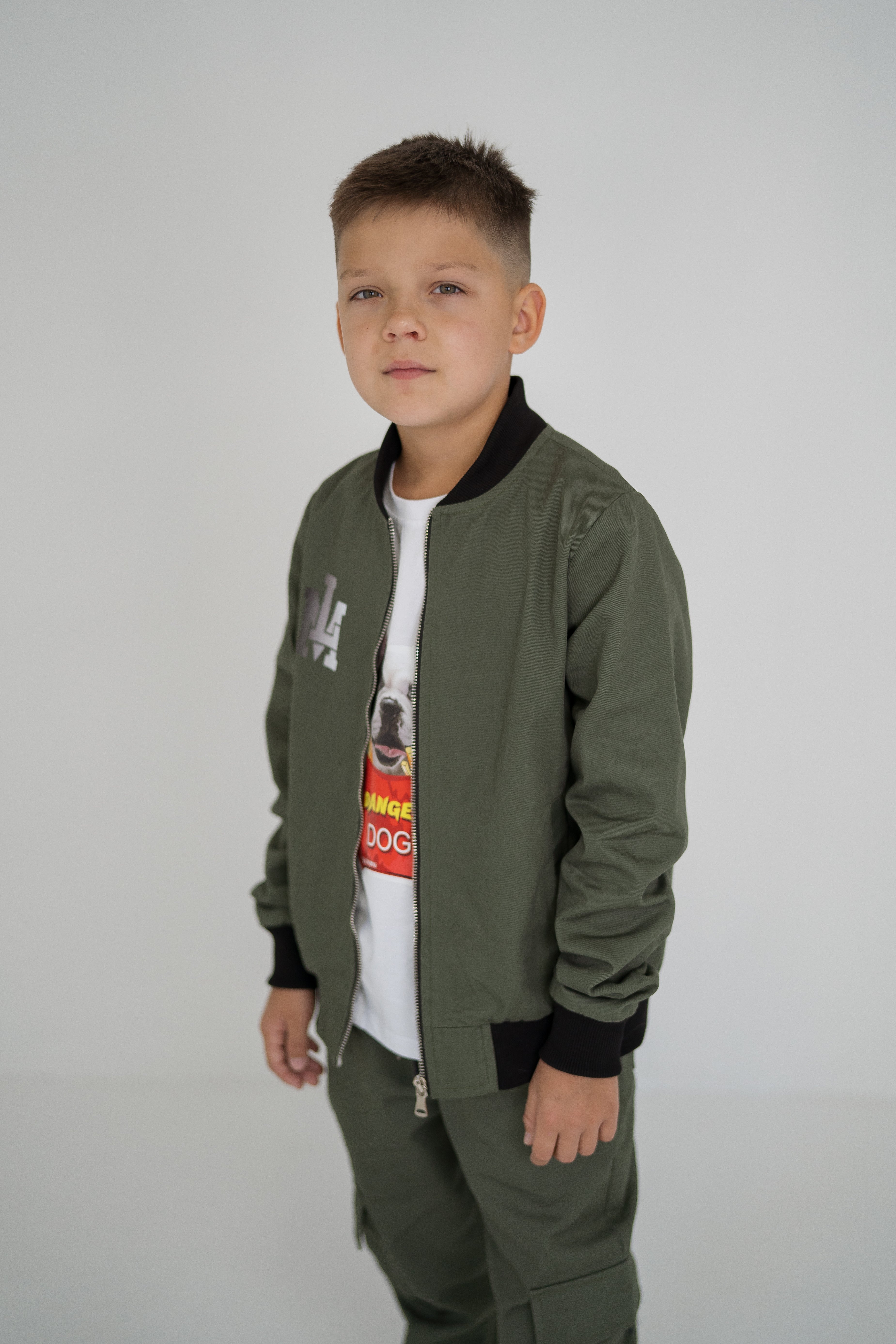 Bomber jacket denim for girls and boys - khaki - Lemoni Boutique