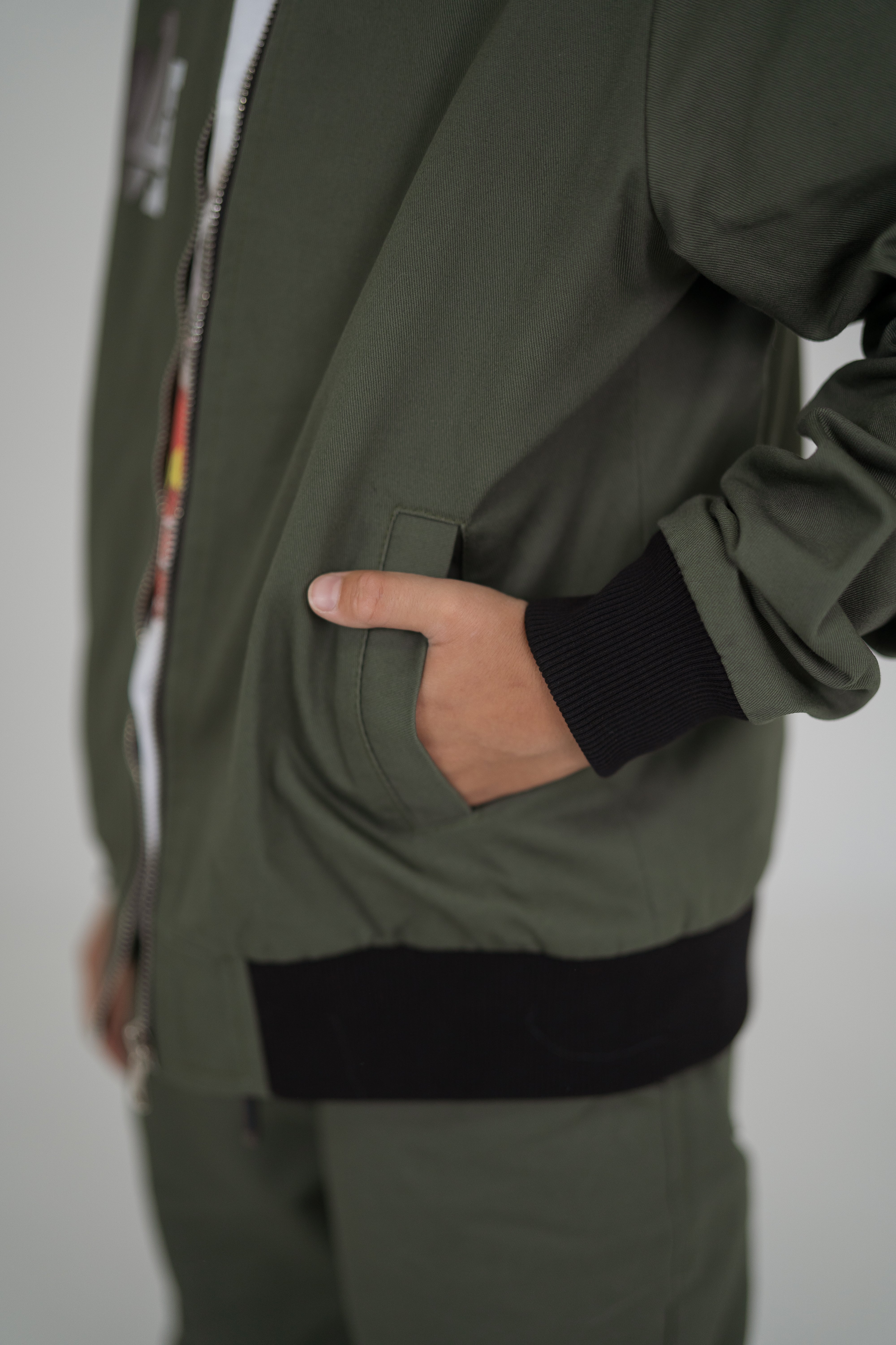 Bomber jacket denim for girls and boys - khaki - Lemoni Boutique