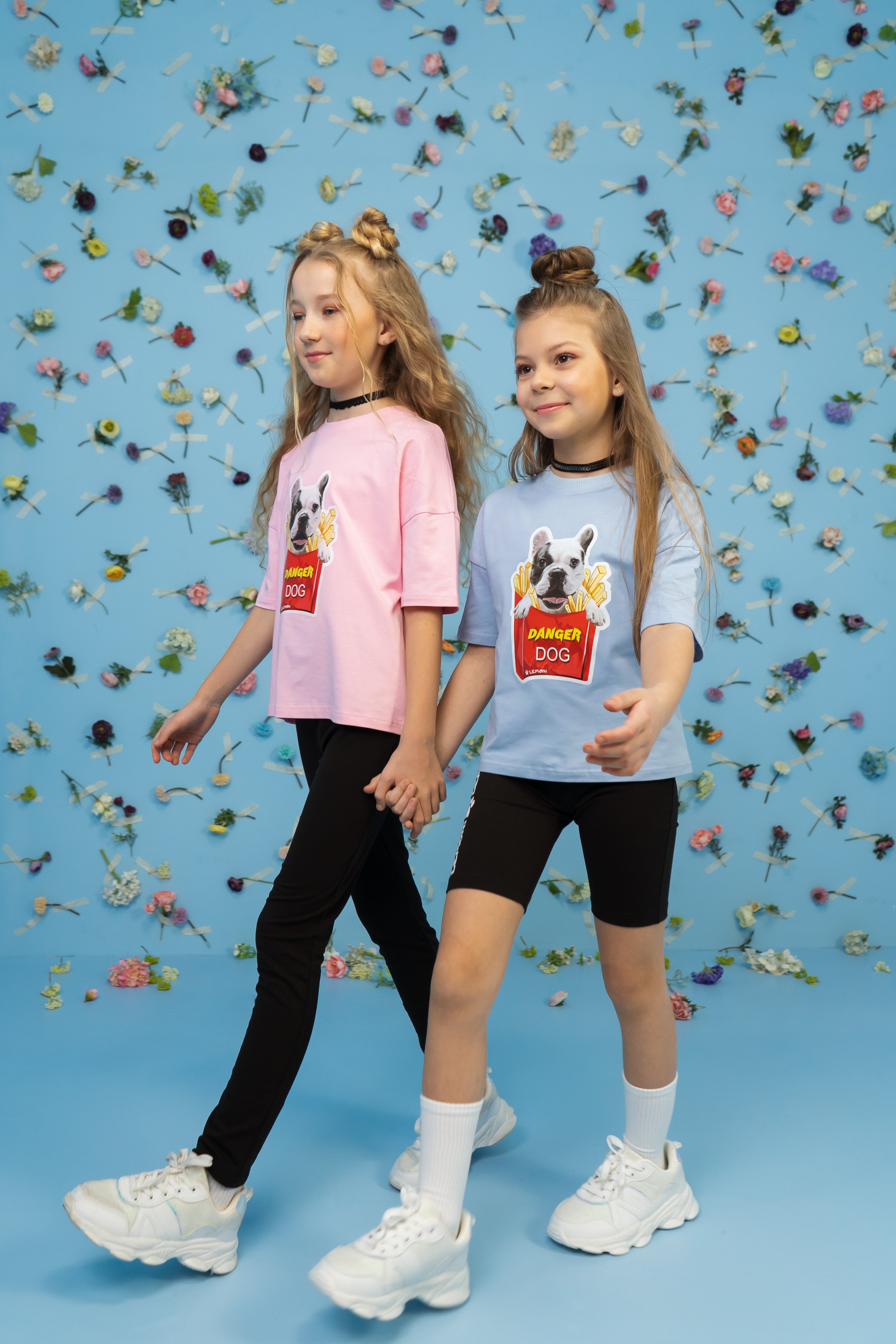 Girls´ T-shirt with French Bulldog print - pink - Lemoni Boutique