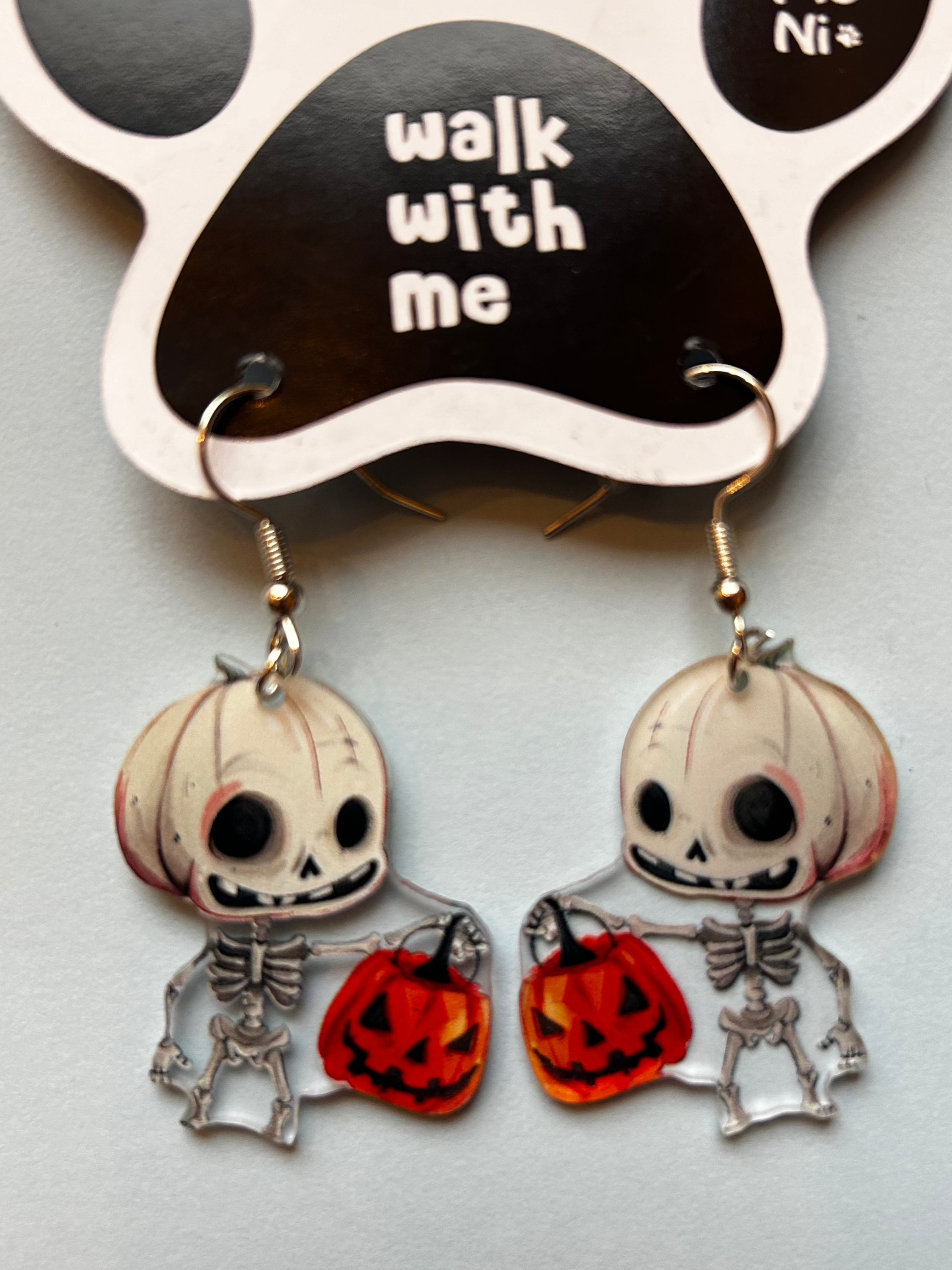 Earrings for girls Helloween skeleton & pumpkin - Lemoni Boutique