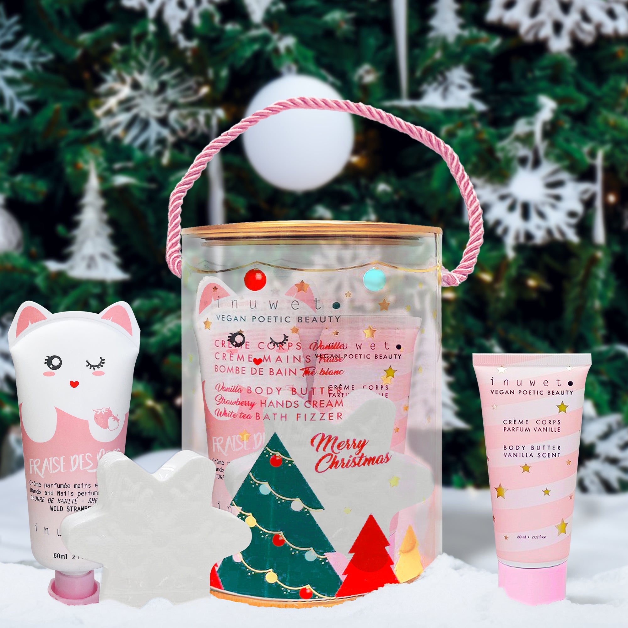 Christmas present set of body butter, hands cream and bath fizzer for girls - Lemoni Boutique
