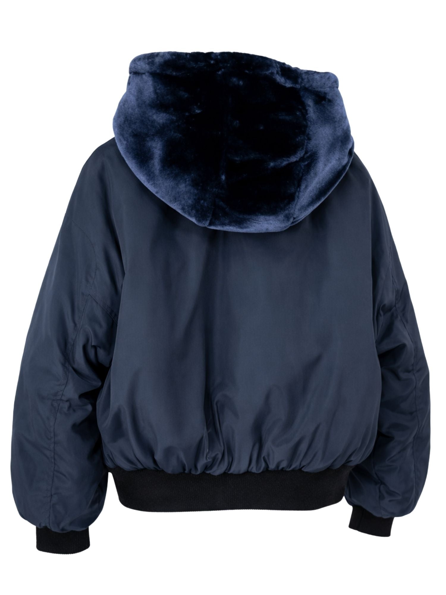 Girls´ reversible hooded faux fur winter Jacket - dark blue