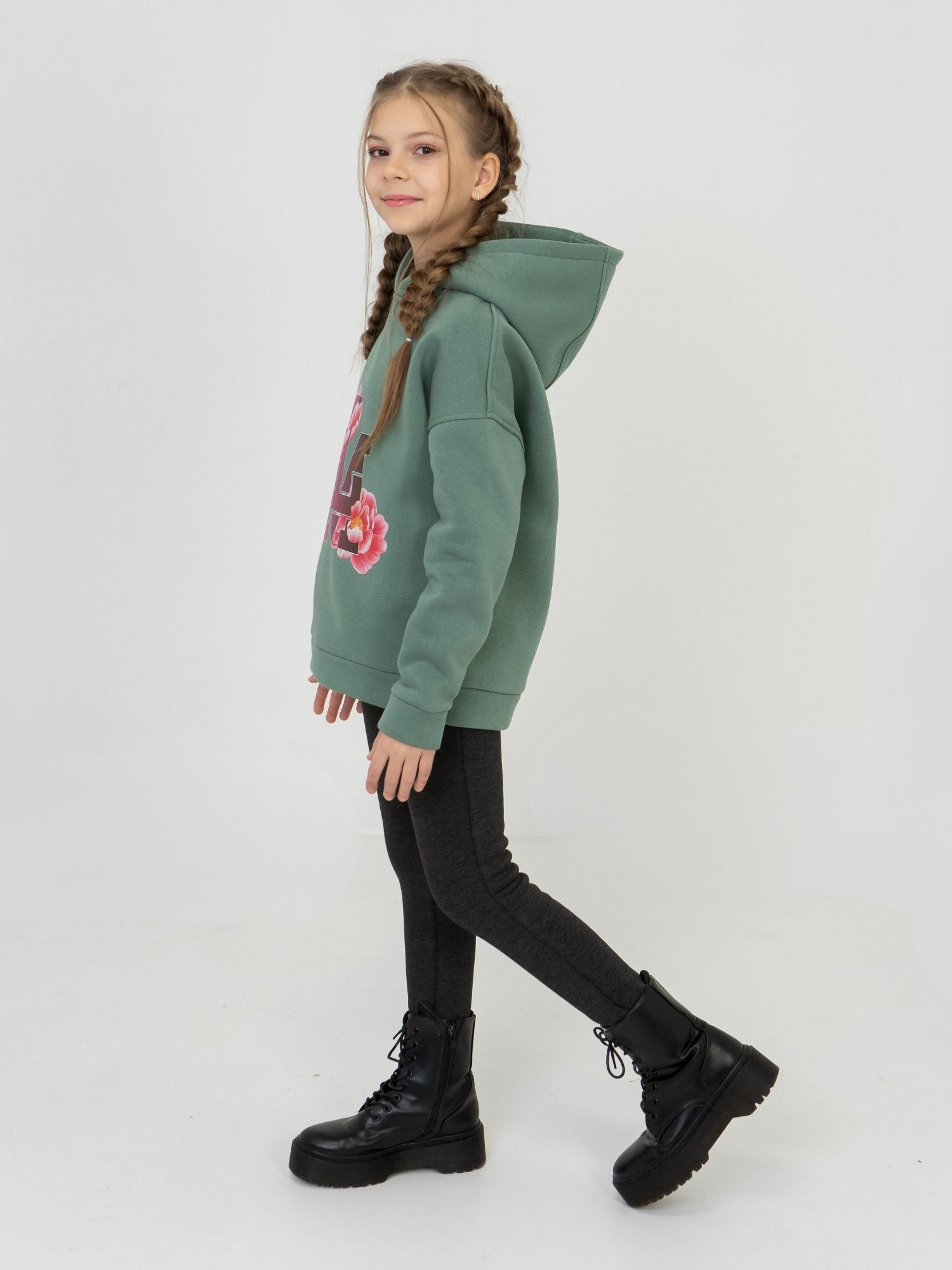 Сomfortable warm leggings for girls - gray