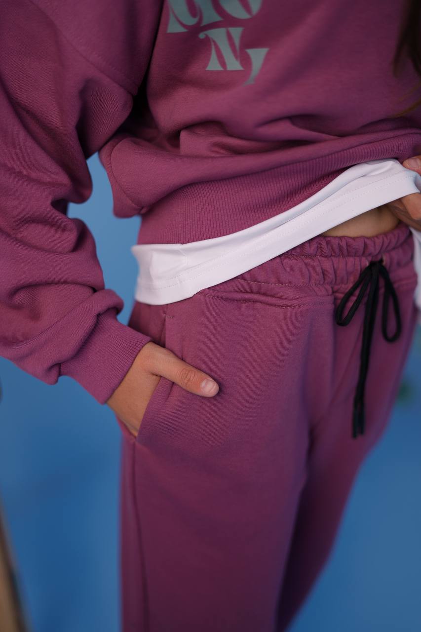 Urban-style joggers for girls - dark pink - Lemoni Boutique